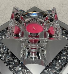 MIKASA GENUINE CRYSTAL VOTIVE Candle Holder with YANKEE CANDLE Tea Light Candles