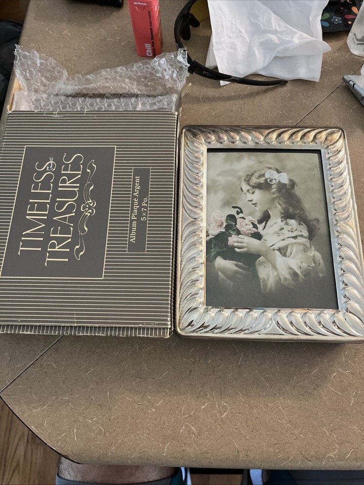 Timeless Treasures Silverplated Picture Frame/Album 24 5×7 Photo Girl Velvet