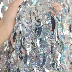 Silver Tinsel Backdrop- 3 Pack 3.3 ft x 6.6 ft Streamer Foil Fringe Curtain