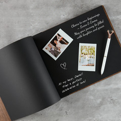 Rustic Custom Engraved Wooden Album – Personalized Couples Monogram Gift Book