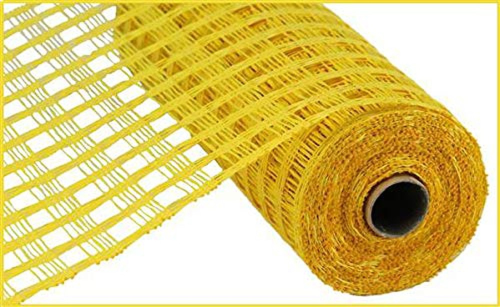 Poly Burlap Check Deco Mesh, 10″ x 10 Yards (Yellow)