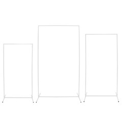 3pcs Rectangular Metal Backdrop Stand Weddings Balloon Frame Stand Decor White