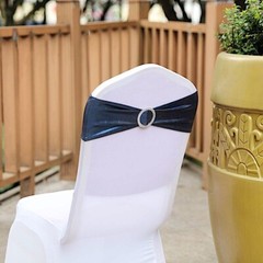 20 Metallic Spandex Chair Sashes with Silver Buckles Party Wedding Decorations