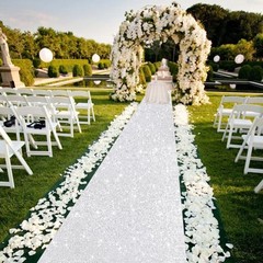 Sparkle Aisle Runners Silver Paillette Aisle Runner 4FTx15FT Sequins Fabric A…