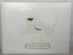 Western Wedding Pearl Guestbook. Embossed Lariat, Cowyboy Hat and Boot, 7×5