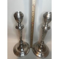 Vintage Silverplate Taper Candle Holder Pair 2- Tall 11″ Colonial Wedding Decor