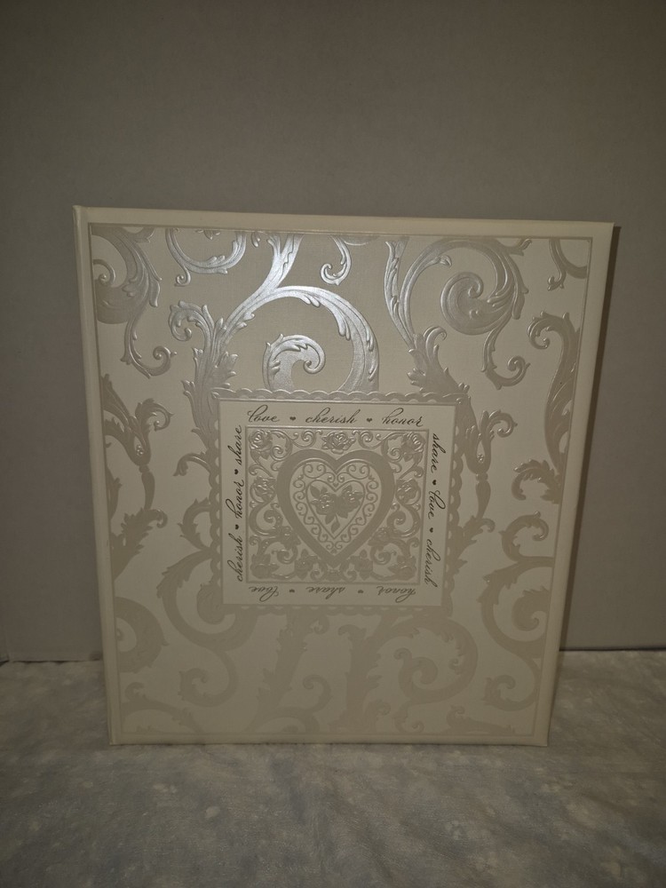 vintage Hallmark Wedding Memory Guest Book Ivory Silver Traditional Keepsake alb