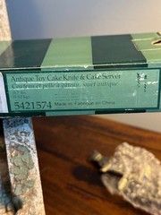 Vintage NIB Bombay Christmas Toy themed Cake Knife & Server w/pewter handles