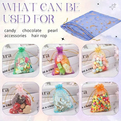 50pcs Moon Stars Organza Gift Bags – Jewelry Pouches for Weddings & Parties