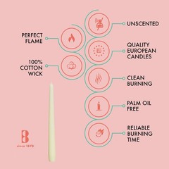 BOLSIUS Ivory Taper Candles – 10 Pack Unscented 10 Inch 10 Count,