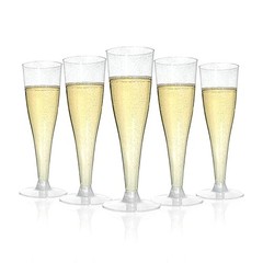 Pack Champagne Flutes Plastic, 4.5 oz Plastic Disposable 100 Silver Glitter