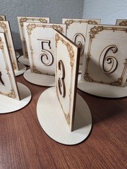 10 Rustic Wooden Table Numbers 1-10 Set Removable Base Party