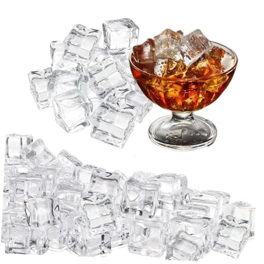 Fake Ice, 0.7» Fake Ice Cubes Clear Acrylic Ice Cubes Vase Fillers for