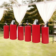 6Pcs Cylinder Pedestal Stands, Metal Display Stands For Wedding Birthday Decor