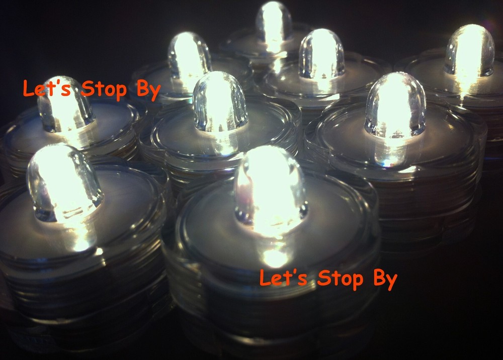 12 Warm White LED SUBMERSIBLE Wedding Waterproof Floralytes Decoration Tea Light