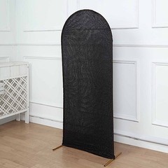 5 ft BLACK Metallic Fitted Spandex Round Top Arch STAND COVER Party Events