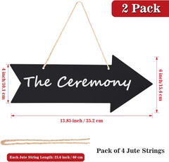 Arrow Chalkboard Signs 13.85 x 6 Inches Acrylic Hanging Direction Signage with J