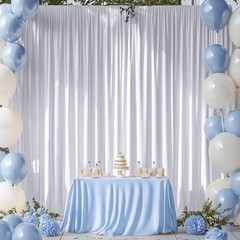 10ft x 14ft Wrinkle-Free White Backdrop Curtain for Elegant Weddings & Events