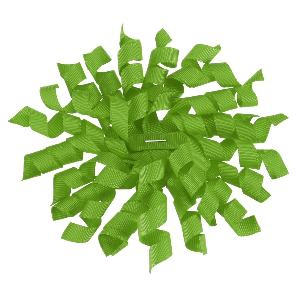 6 Pcs 4 Inch Grosgrain Curly Bows for Gift Wrapping Self-Adhesive Grass Green
