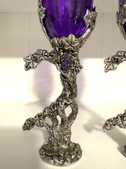 Pewter Toasting Flutes Wedding Champagne grape Heart Wine His and Hers Glass Set