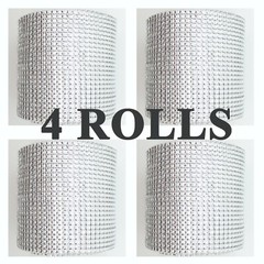 FOUR 4.75″ x 10 YARDS SILVER DIAMOND MESH WRAP RHINESTONE SPARKLE BLING RIBBON