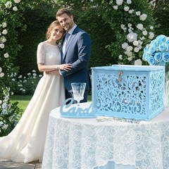 Blue Wedding Card Box for Party, PVC Gift Card Box for Wedding Decora…