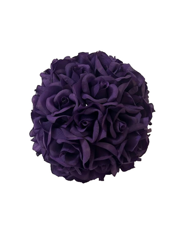 Artificial Flower Kissing Ball Purple Silk Rose Pomander for Wedding 1 Piece
