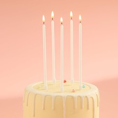 36-Count Pearl White Long Thin Birthday Candles, Cake Candles, Birthday Parti…