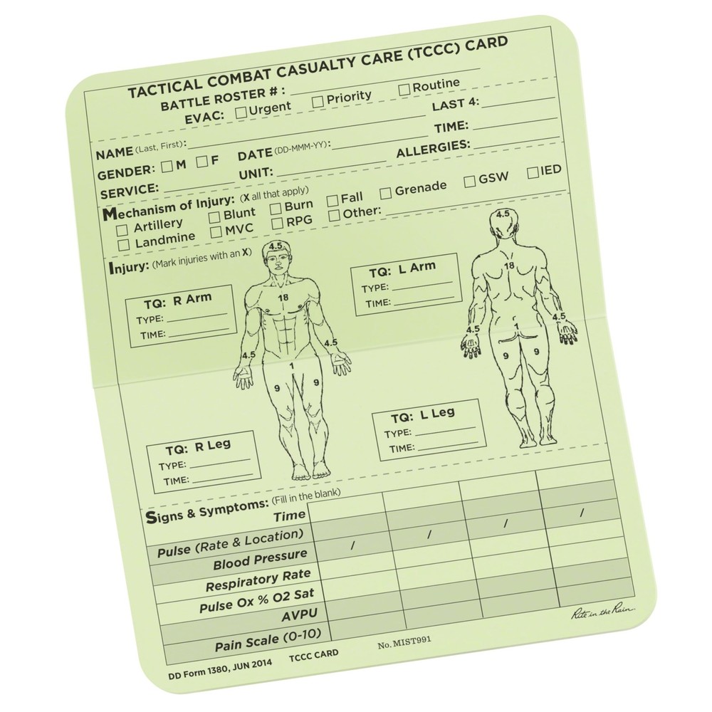 Rite in the Rain All-Weather Combat Card, Tactical Combat Casualty Care Card …