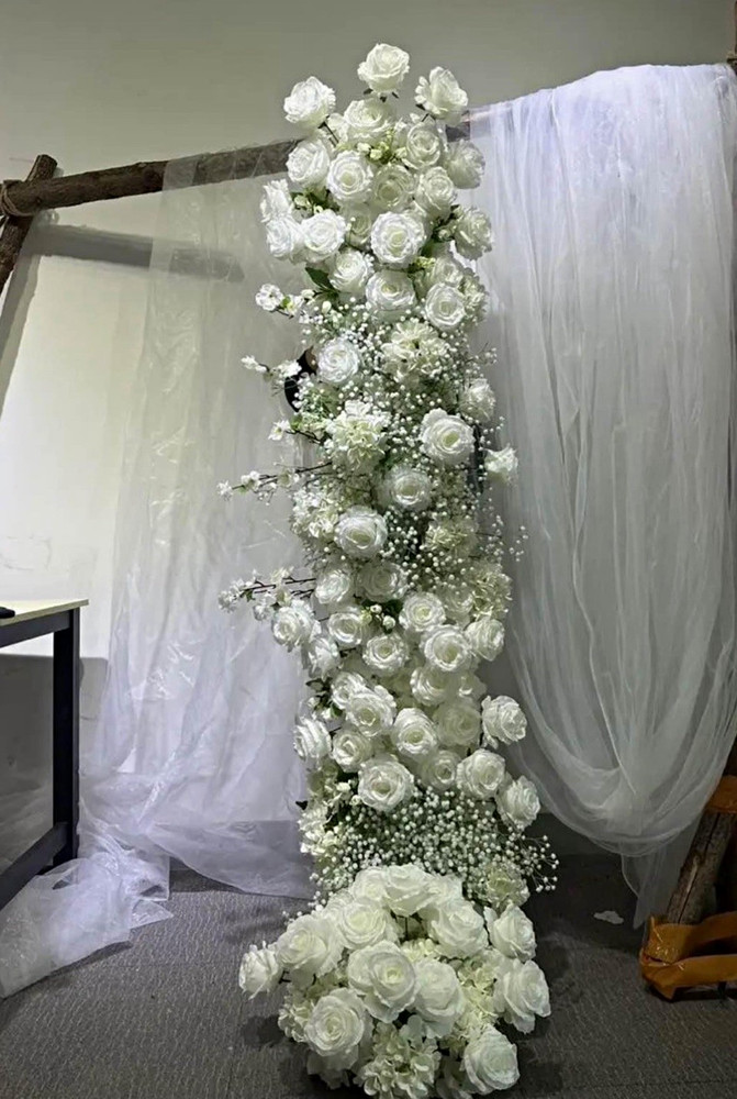 Artificial White & Green Wedding Garland Arrangement 36ft Roses and hydrangeas