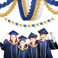 Navy-Blue White-Gold Party-Decorations Streamers Garland – Navy Blue White Gold