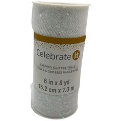 Lot 4 NEW Glitter Tulle Spools 6″ x 10 yds ea. Pastel Pink White Blue Purple