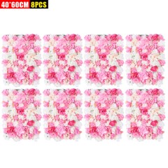 8× Rose Flower Wall Panels Artificial Silk Wedding Supply Decor Party Floral NEW