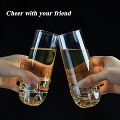 Pack 9 oz Stemless Plastic Champagne Flutes Disposable Champagne 48 Clear