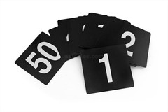 Sophisticated Double-Sided Table Numbers 1-50 – 4×4 Inches, Light Grey on Black