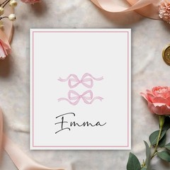 25 PCS Pink Ribbon Bow Place Cards Table Setting Blank Name Banquet Wedding