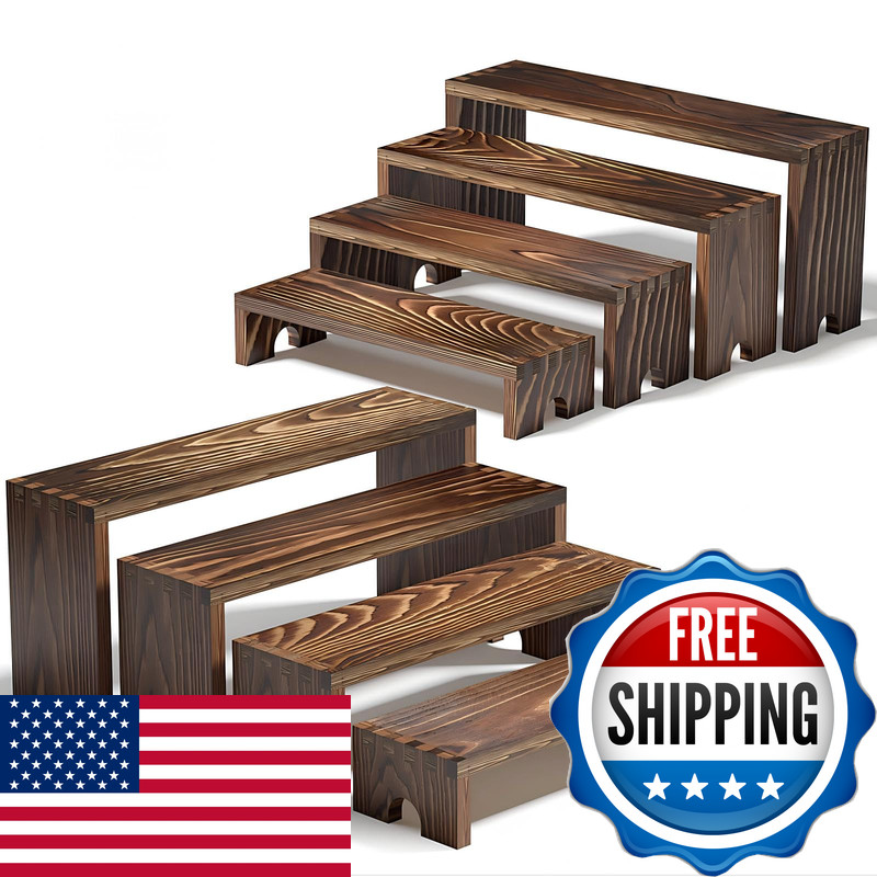 Vecxoty 2 Set Wooden Tiered Risers Display Stands For Vendor Eventsstackable