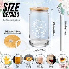 Tanlade 8 Pcs Bridesmaid Proposal Gifts 16 oz Glass Cups Maid of Honor Gift M…