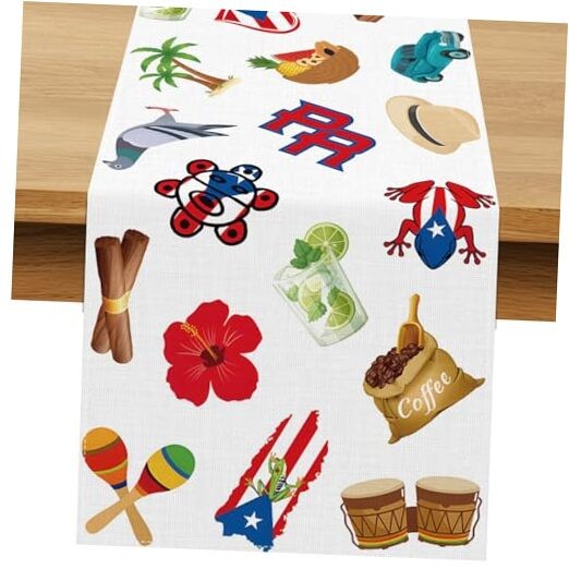 Puerto Rico Table Runner Puerto Rican Birthday Party Pattern-1 13″ x 72″