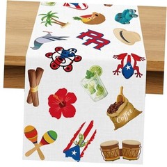 Puerto Rico Table Runner Puerto Rican Birthday Party Pattern-1 13″ x 72″