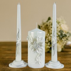 Magik Life Unity Candle Set – Wedding Ceremony & Reception – 6” Pillar White
