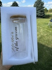 Mother Of The Groom Glass Cups With Lids Straws For Wedding Engagement shower