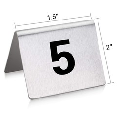 New Star Foodservice 27617 Stainless Steel Tent Style Table Number Card, 1-25…