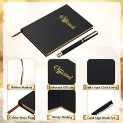 Engrowtic Black Wedding Officiant Book with Ink Pen 5.25 x 8.25