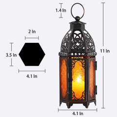 11» Moroccan Lanterns Decorative Indoor & Outdoor, Vintage Christmas Candle Hol