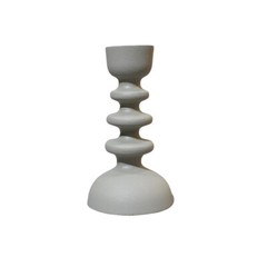 Handmade Aluminum Geometric Ivory Set Of One Pillar Candle Holder BBH Homes