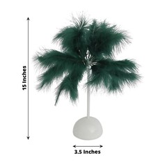 15″ HUNTER GREEN Feather DESK LAMP Decorative LED Light Table Centerpiece Party