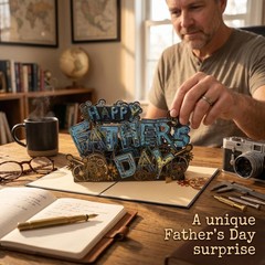 Happy Father’s Day Card – Funny 4 Layers 3D Pop Up Greeting Card Gift for Dad…
