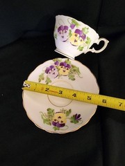 Crown Staffordshire Tiered Dessert Cake Stand Cup Saucer Plate Set Purple