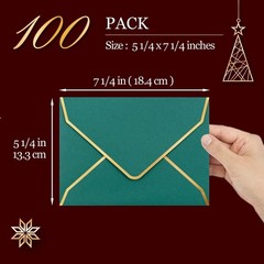 Invitation Envelopes, 100-Pack 5×7 Envelopes for Invitations, Gold Foil Borde…